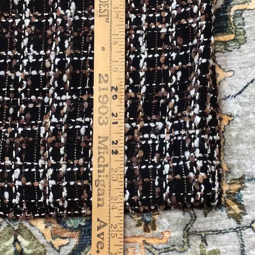 🍂TALBOTS Black Brown Cream Gold Tweed Lined Back Zip Knee Length Sz.12 - Picture 6 of 9